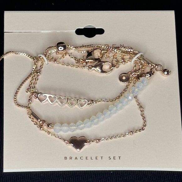Lauren Conrad Set of 3 Rose Gold Tone Heart Bracelets - Picture 3 of 6